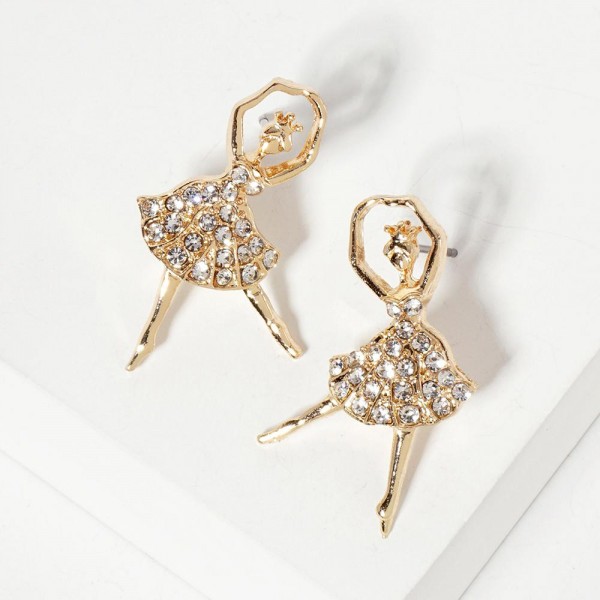 Wholesale rhinestone Studded Ballerina Post Drop Earrings L