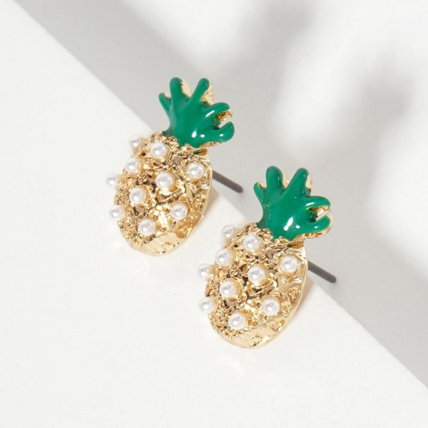 Wholesale rhinestone Studded Pineapple Stud Earrings L