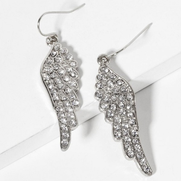 Wholesale pave Rhinestone Angel Wings Drop Earrings L