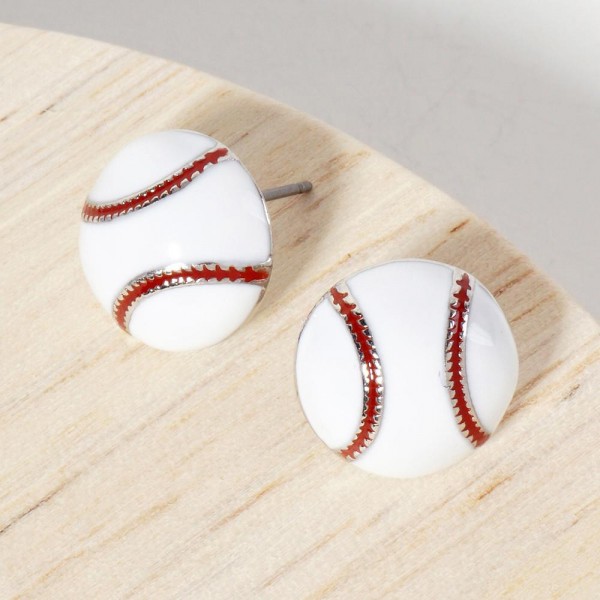 Enamel Sports Ball Stud Earrings 

- Approximately .75" L