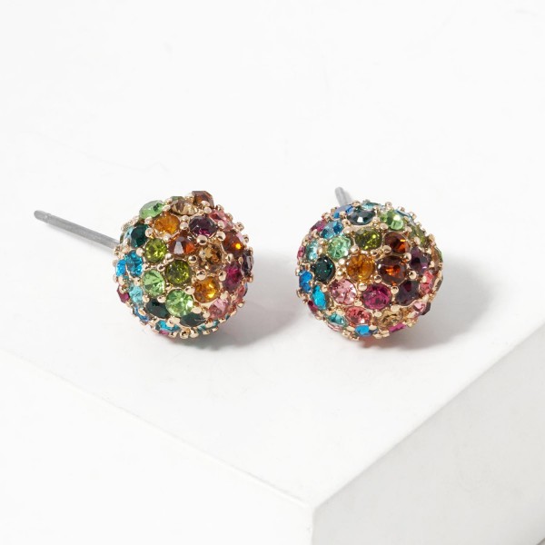 Wholesale pave Rhinestone Ball Stud Earrings L