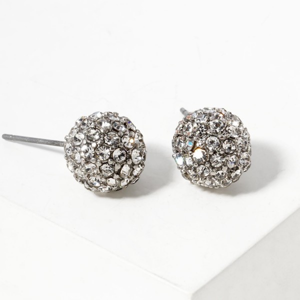 Wholesale pave Rhinestone Ball Stud Earrings L
