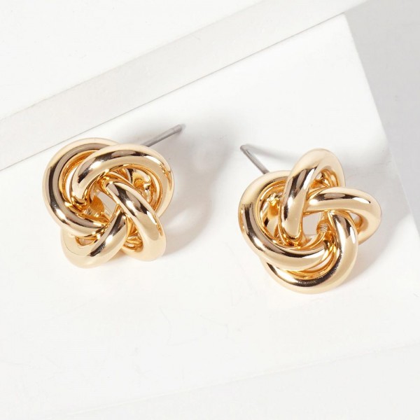 Metal Tone Knot Stud Earrings 

- Approximately .5" L