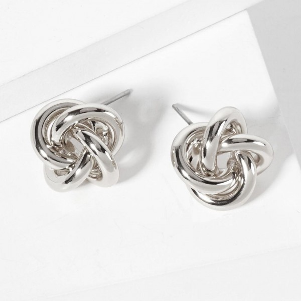 Metal Tone Knot Stud Earrings 

- Approximately .5" L