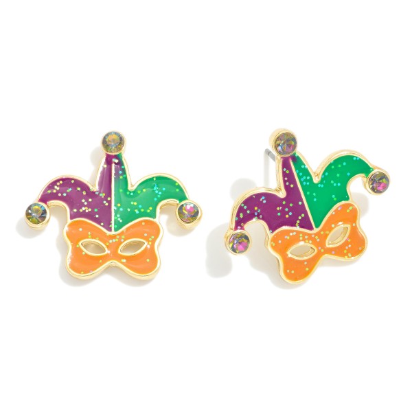 Wholesale enamel Mardi Gras Mask Post Drop Earrings L