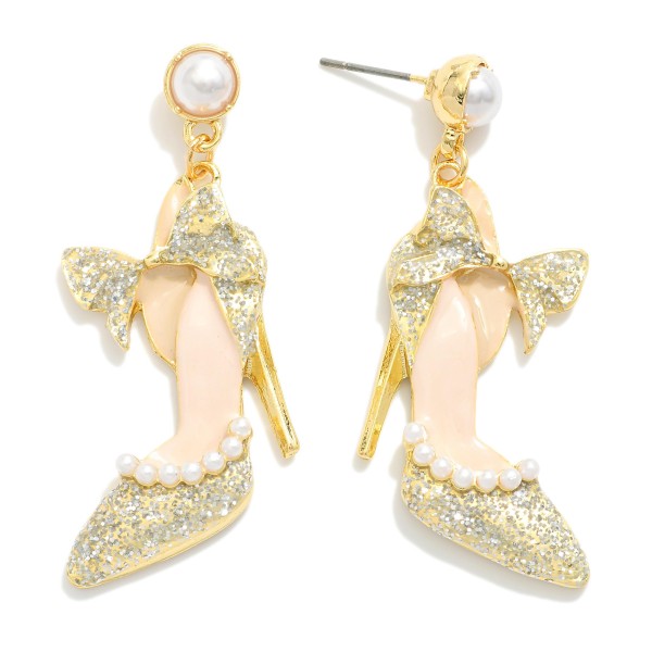 Wholesale enamel Heel Shoe Bow Post Drop Earrings L