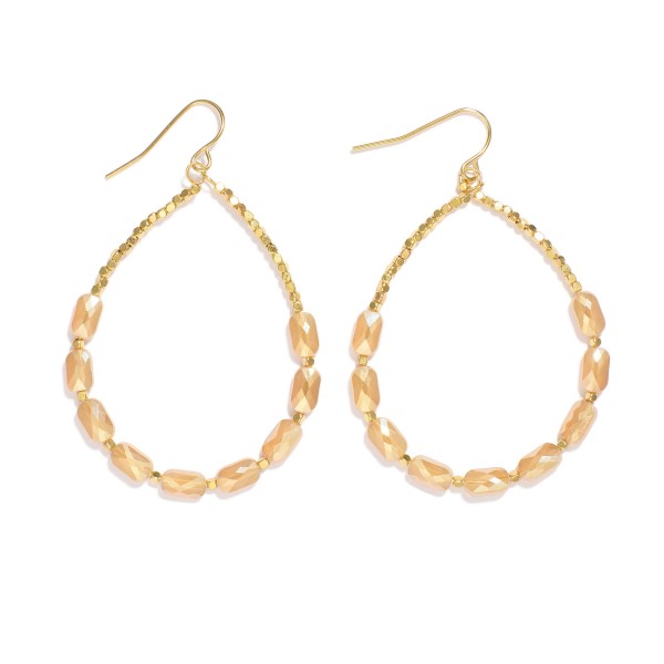 Wholesale beaded Teardrop Earrings Metal Tones Faceted Beads L