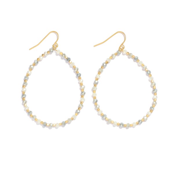 Wholesale faceted Bead Beaded Teardrop Drop Earrings L