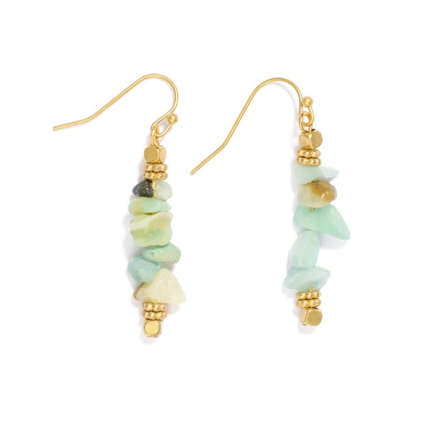 Wholesale beaded Stone Drop Earrings Metal Tones L