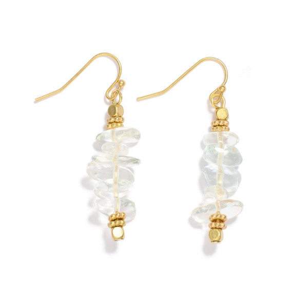 Wholesale beaded Stone Drop Earrings Metal Tones L