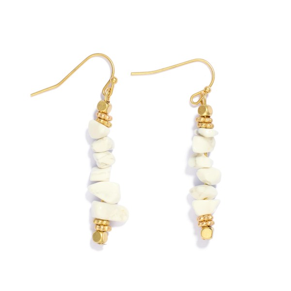 Wholesale beaded Stone Drop Earrings Metal Tones L