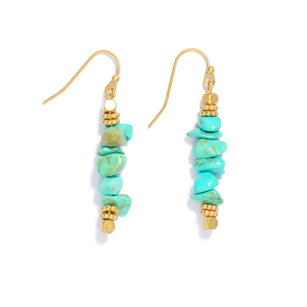 Wholesale beaded Stone Drop Earrings Metal Tones L