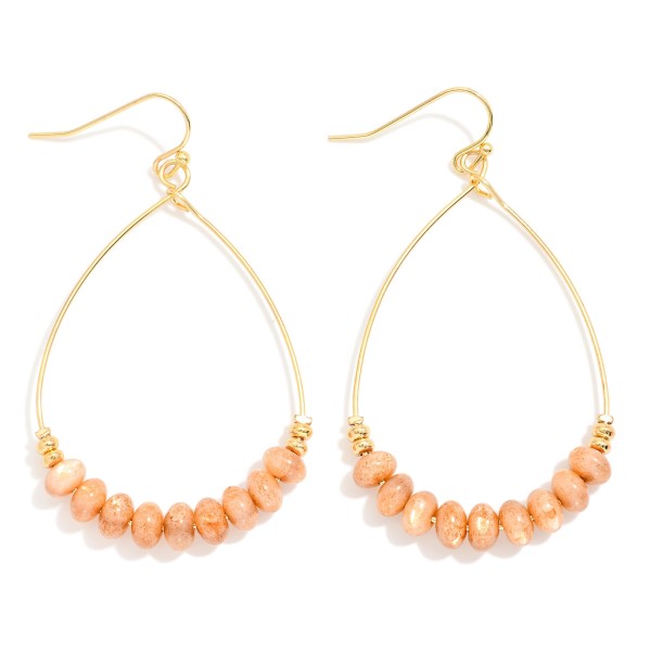Wholesale metal Wire Teardrop Drop Earrings Natural Stone Beads L