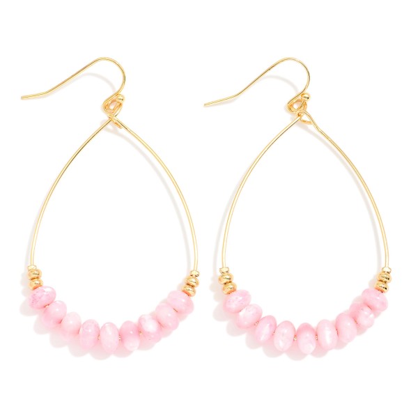 Wholesale metal Wire Teardrop Drop Earrings Natural Stone Beads L