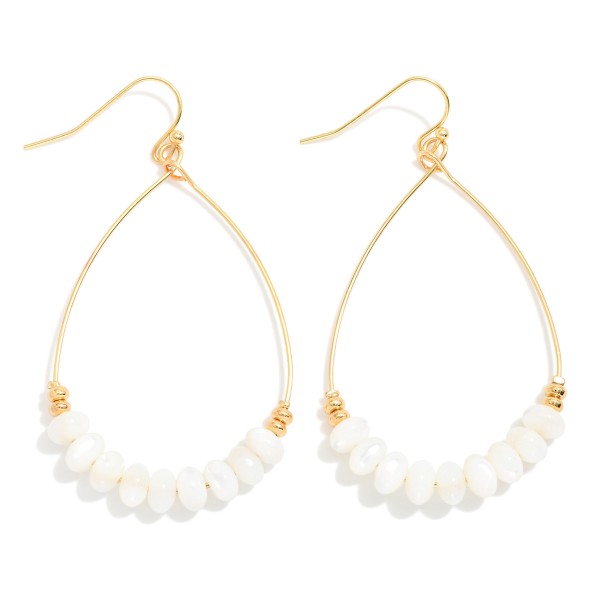 Wholesale metal Wire Teardrop Drop Earrings Natural Stone Beads L
