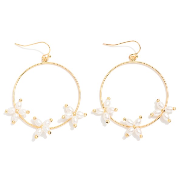 Wholesale metal Wire Hoop Drop Earrings Pearl Criss Cross Details L
