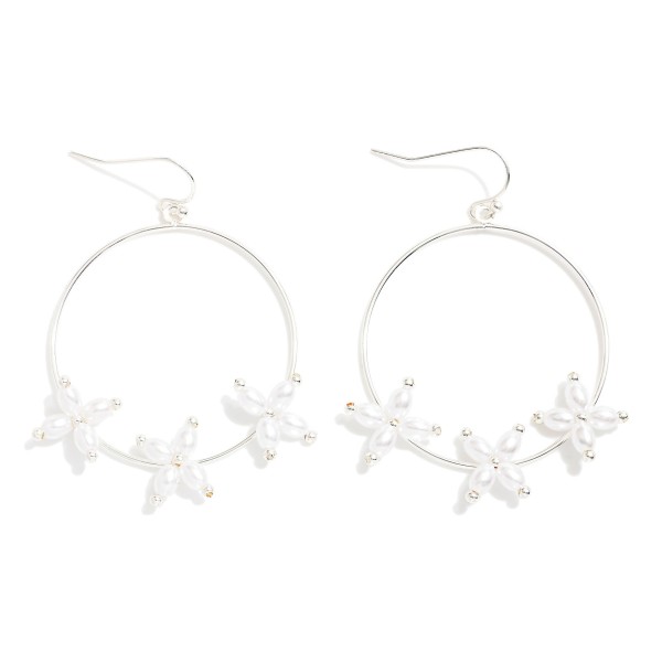 Wholesale metal Wire Hoop Drop Earrings Pearl Criss Cross Details L