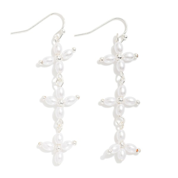 Wholesale linked Pearl Criss Cross Drop Earrings L