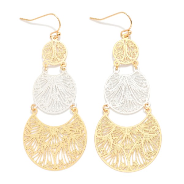 Wholesale two Linked Metal Filigree Drop Earring L