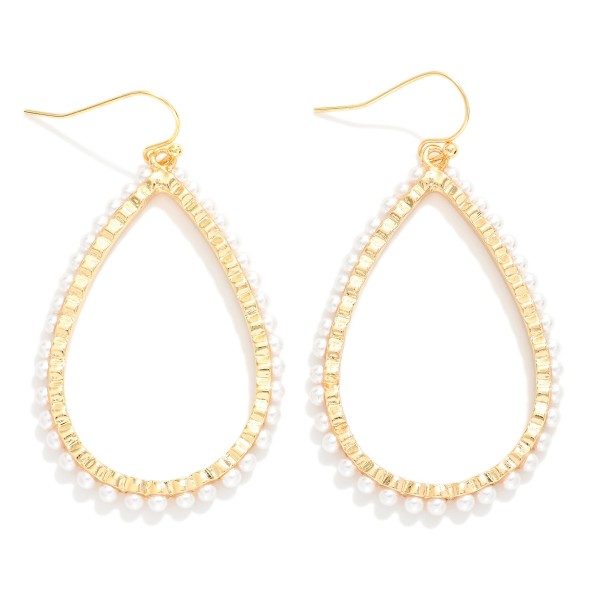 Wholesale metal Teardrop Earrings Cream Pearl Details L