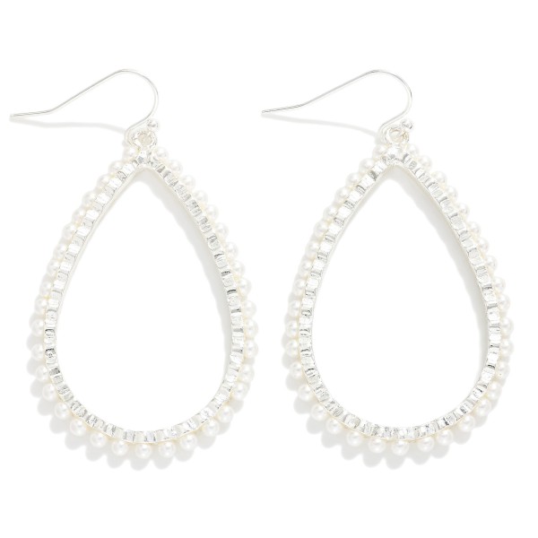 Wholesale metal Teardrop Earrings White Pearl Details L