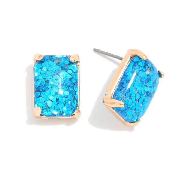 Wholesale rectangular Glitter Resin Stud Earring L