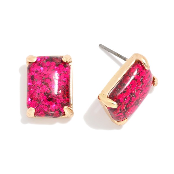 Wholesale rectangular Glitter Resin Stud Earring L