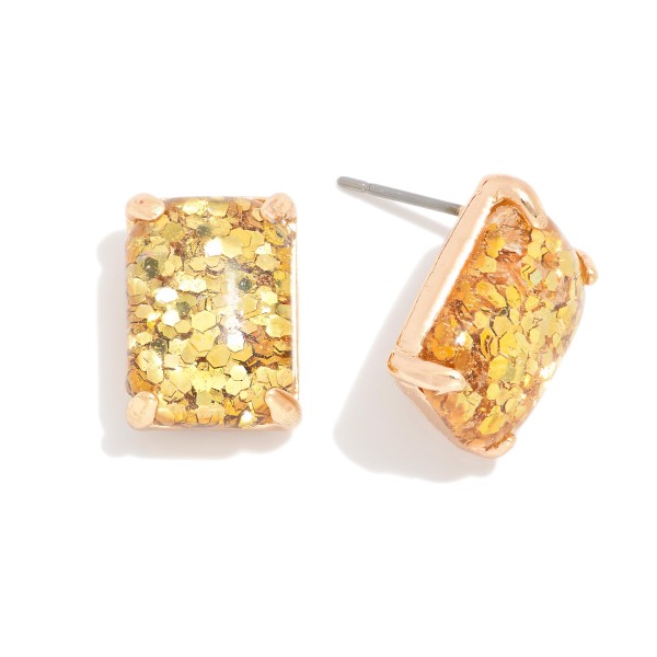 Wholesale rectangular Glitter Resin Stud Earring L