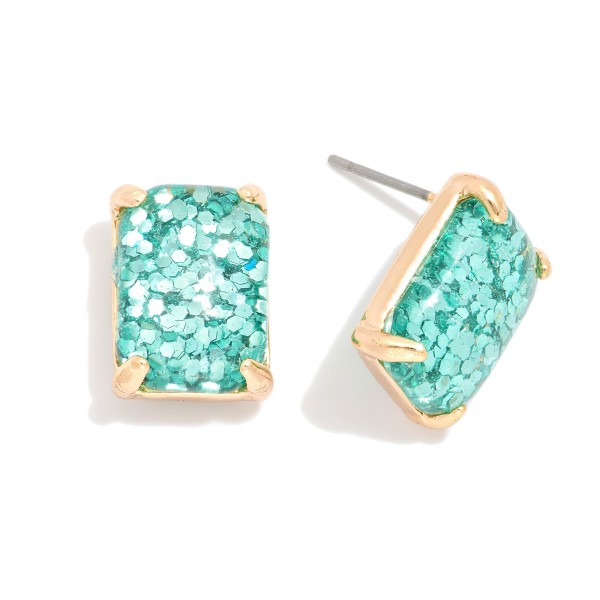 Wholesale rectangular Glitter Resin Stud Earring L