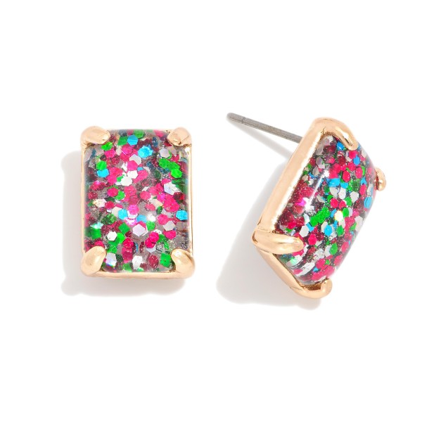 Wholesale rectangular Glitter Resin Stud Earring L