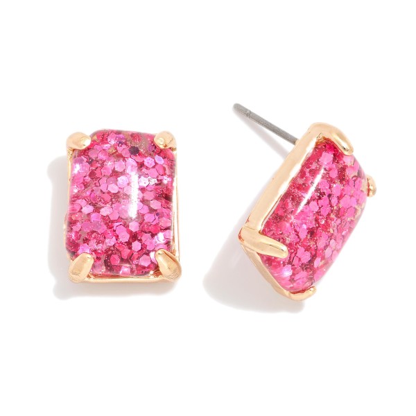 Wholesale rectangular Glitter Resin Stud Earring L