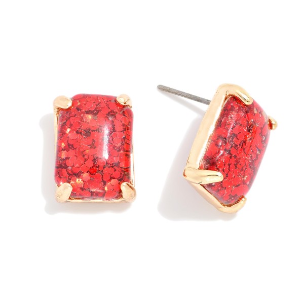Wholesale rectangular Glitter Resin Stud Earring L
