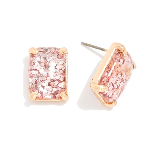 Wholesale rectangular Glitter Resin Stud Earring L