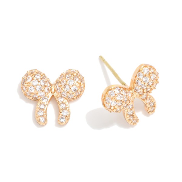 Wholesale cubic Zirconia Studded Bow Stud Earring L