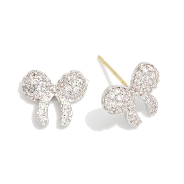 Wholesale cubic Zirconia Studded Bow Stud Earring L