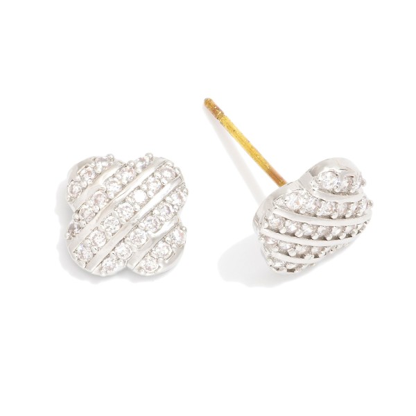 Wholesale clover Cubic Zirconia Stud Earrings L