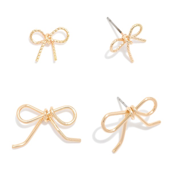 Wholesale set Two Stud Earring Metal bows