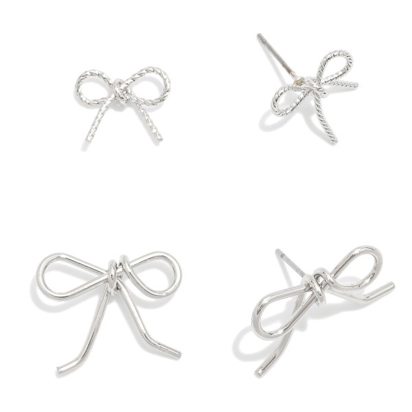 Wholesale set Two Stud Earring Metal bows