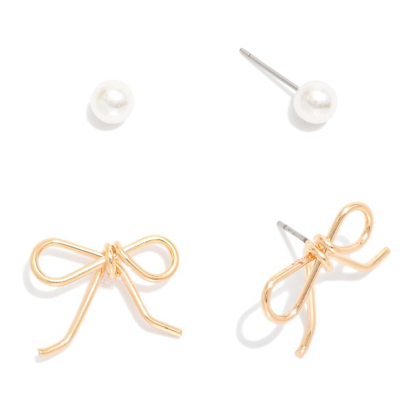 Wholesale set Two Earring Bow Peal L