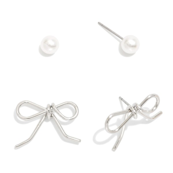 Wholesale set Two Earring Bow Peal L