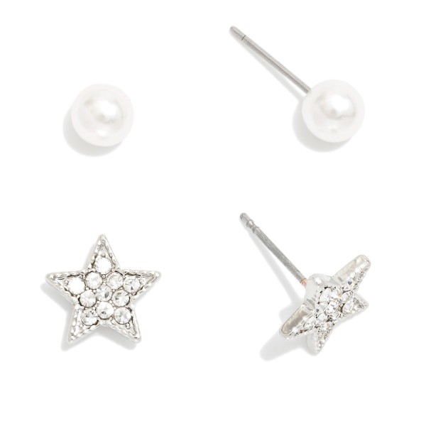 Wholesale set Two Metal Earrings Rhinestone Pearl