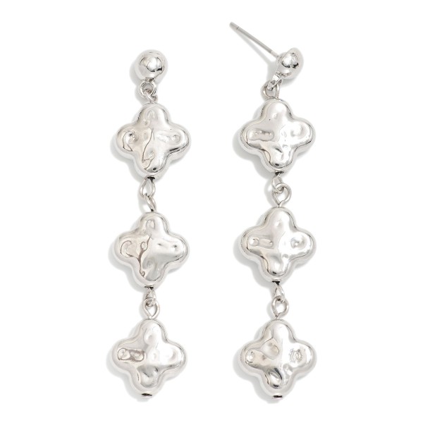 Wholesale textured Metal Linked Clover Drop Earring