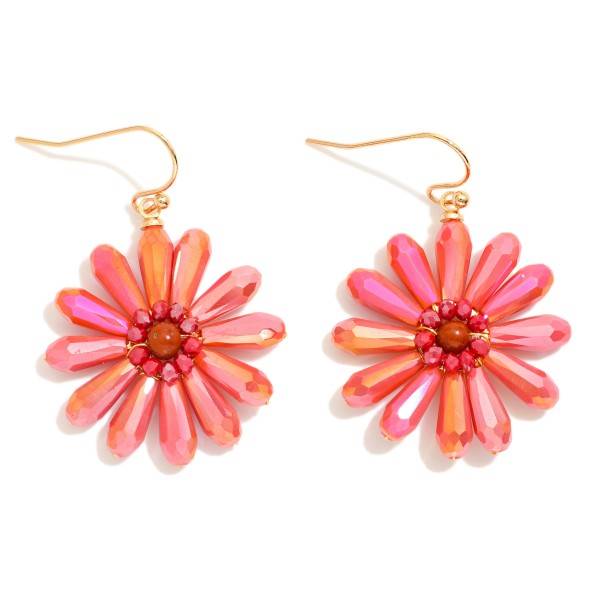 Beaded Flower Drop Earrings 

- Approximately 1.5" L