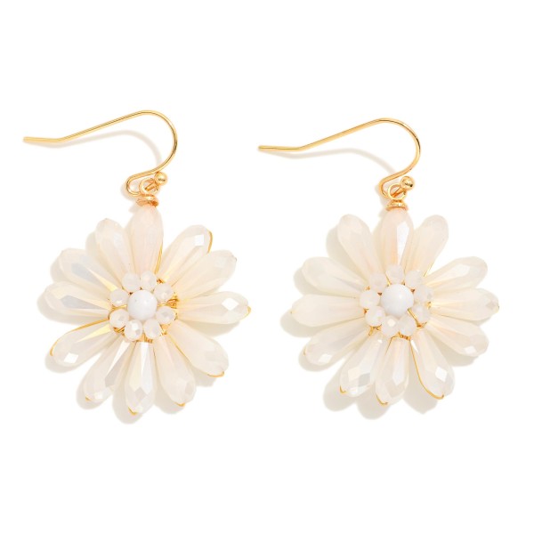 Beaded Flower Drop Earrings 

- Approximately 1.5" L