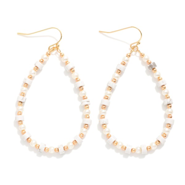 Wholesale beaded Teardrop Drop Earrings Metal Tones Pearls Stone Disc Beads L