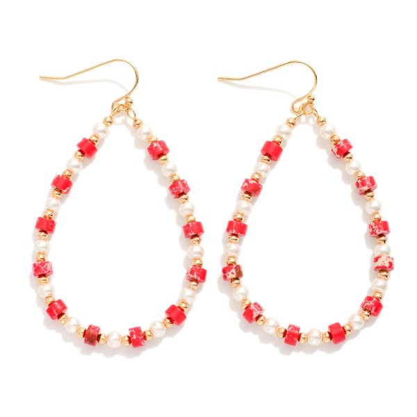 Wholesale beaded Teardrop Drop Earrings Metal Tones Pearls Stone Disc Beads L