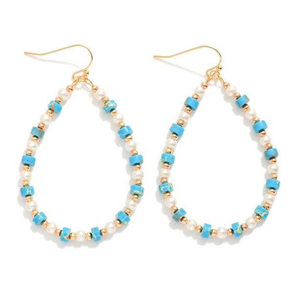 Wholesale beaded Teardrop Drop Earrings Metal Tones Pearls Stone Disc Beads L