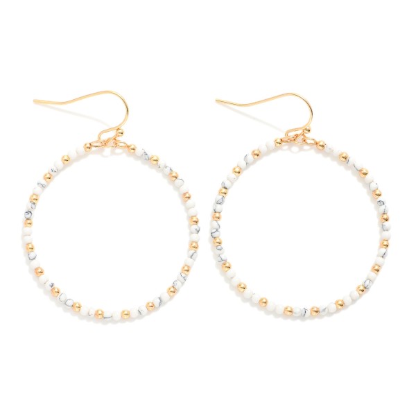 Wholesale mini Stone Beaded Drop Hoop Earrings L