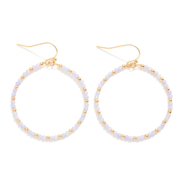 Wholesale mini Stone Beaded Drop Hoop Earrings L