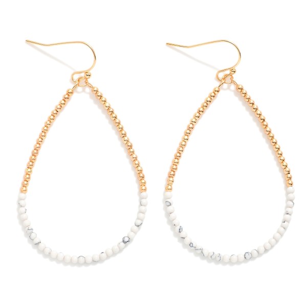 Beaded Teardrop Drop Earring Featuring Metal Beads & Stone Beads 

- Approximately 2.25" L